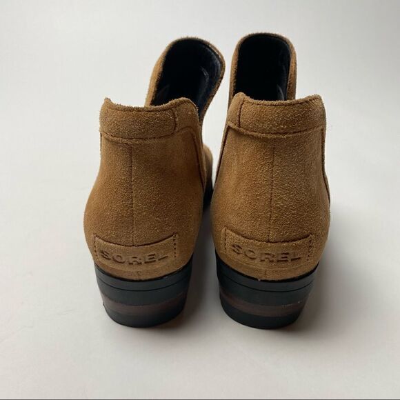 Sorel Lolla Cut Out Ankle Boots Camel Brown Elk 7 waterproof suede - Picture 4 of 6